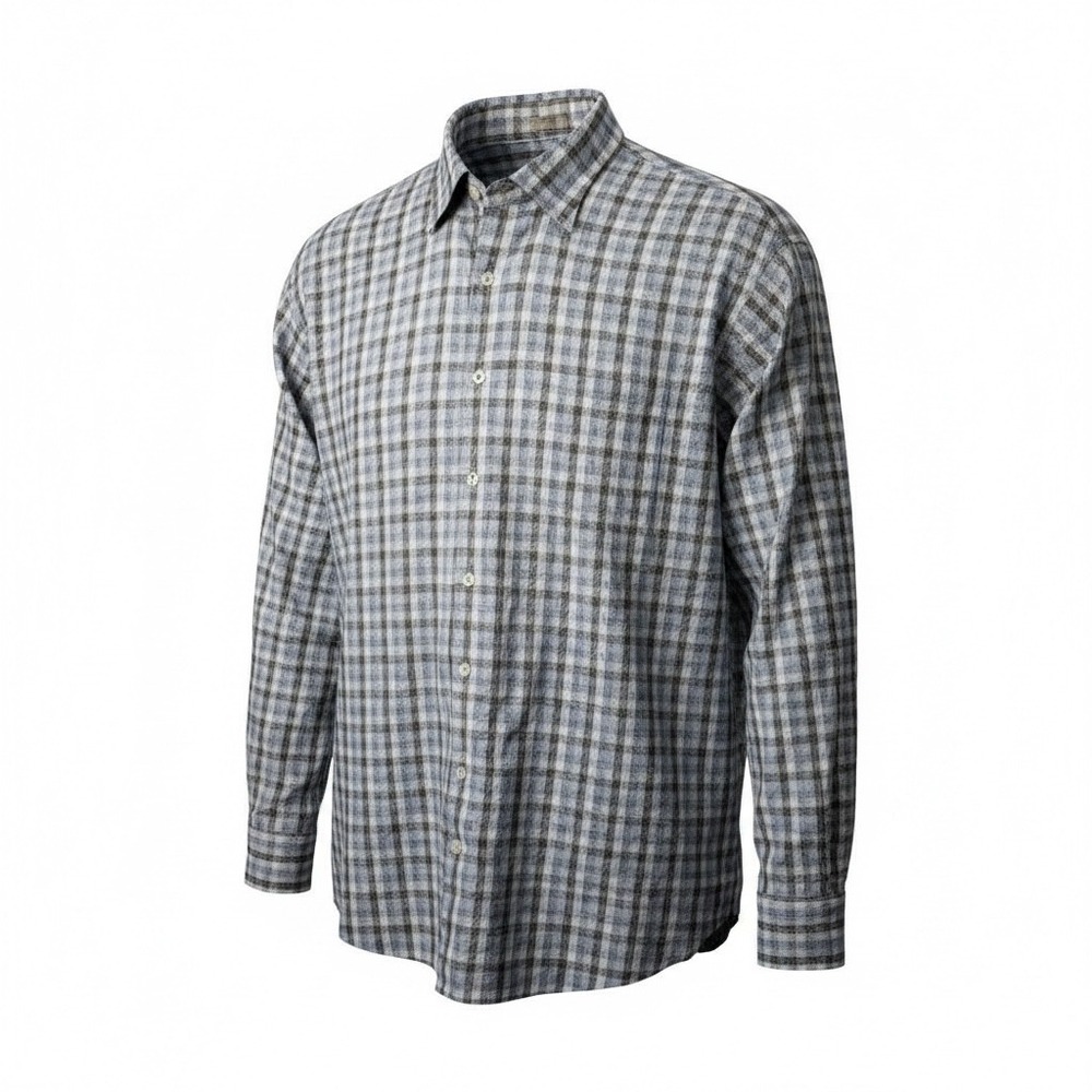 Peter Millar Button Up Shirt Mens XL Blue Gray‎ Plaid Cotton Long Sleeve Casual